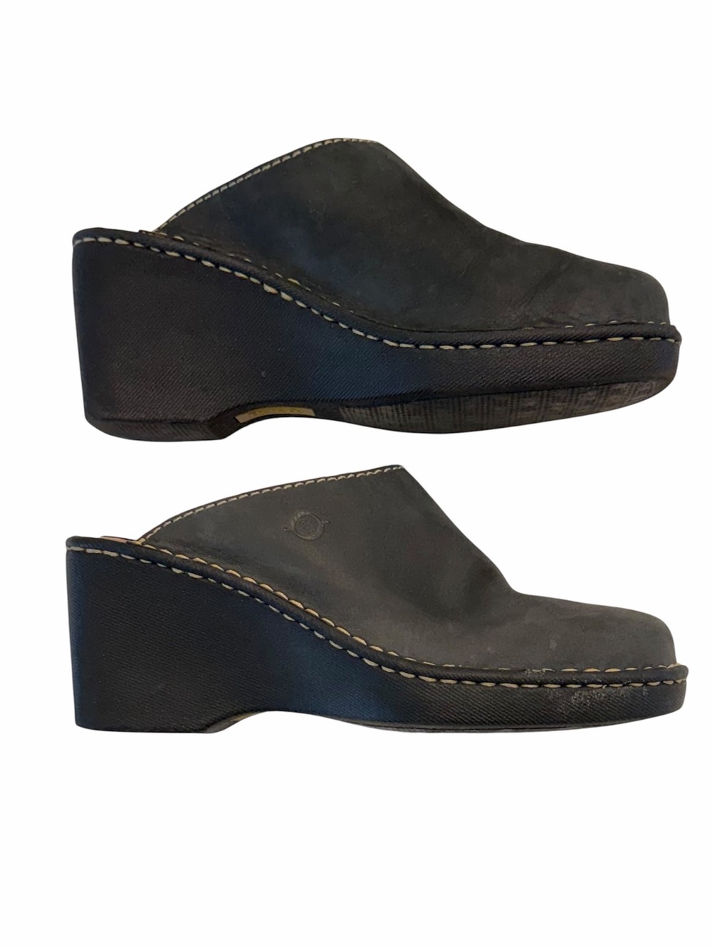 Born Black Leather Slip-On Wedge Clogs - Size: 7 - Picture 6 of 9
